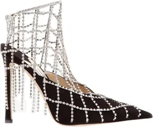 Girls Diamond Chain High Heels Ladies Elegant and Fashionable Slim Heel Pointed Nightclub Banquet Sandals