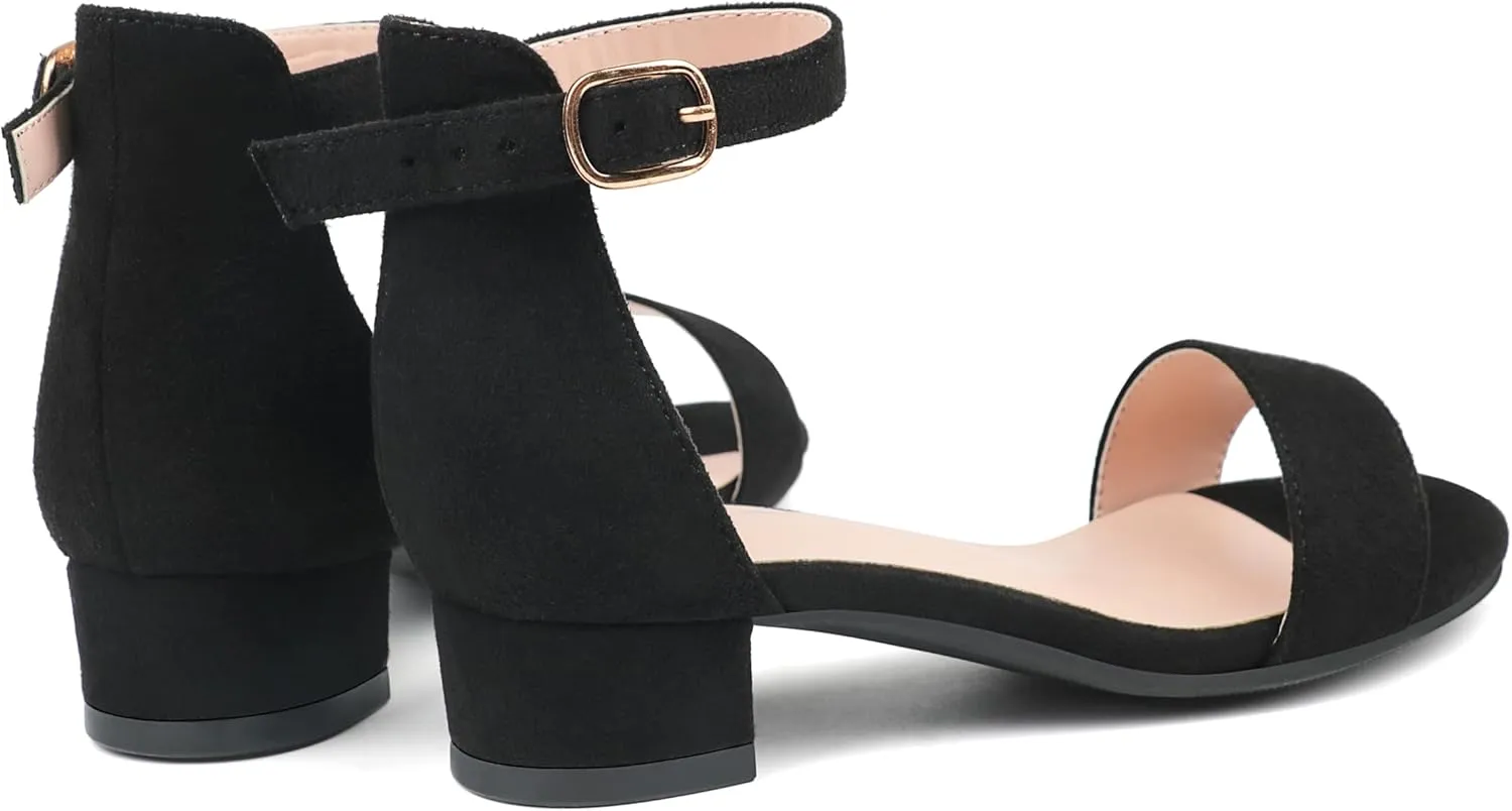 Girl's Low Heel Sandals Ankle Strap Dress Shoes Open Toes Summer Wear for Kids
