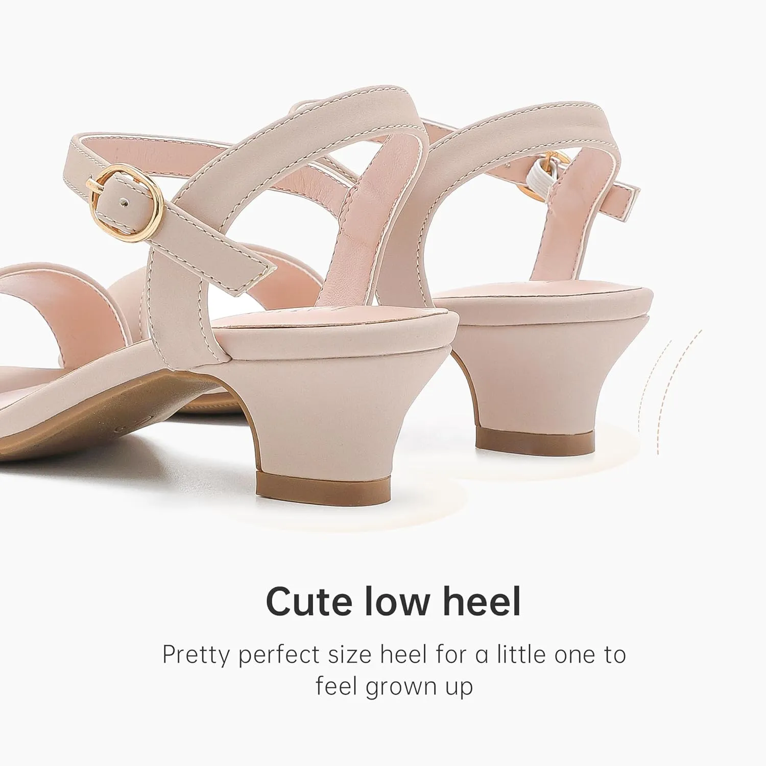 Girls Sandals Low Heels Girls Dress Shoes in Wedding Party Summer Open Toe Ankle Strap for Little Big Kids Toddler
