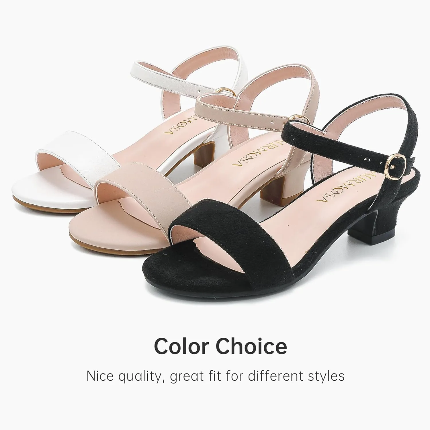 Girls Sandals Low Heels Girls Dress Shoes in Wedding Party Summer Open Toe Ankle Strap for Little Big Kids Toddler