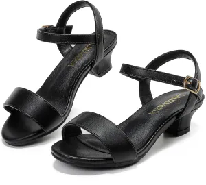 Girls Sandals Low Heels Girls Dress Shoes in Wedding Party Summer Open Toe Ankle Strap for Little Big Kids Toddler
