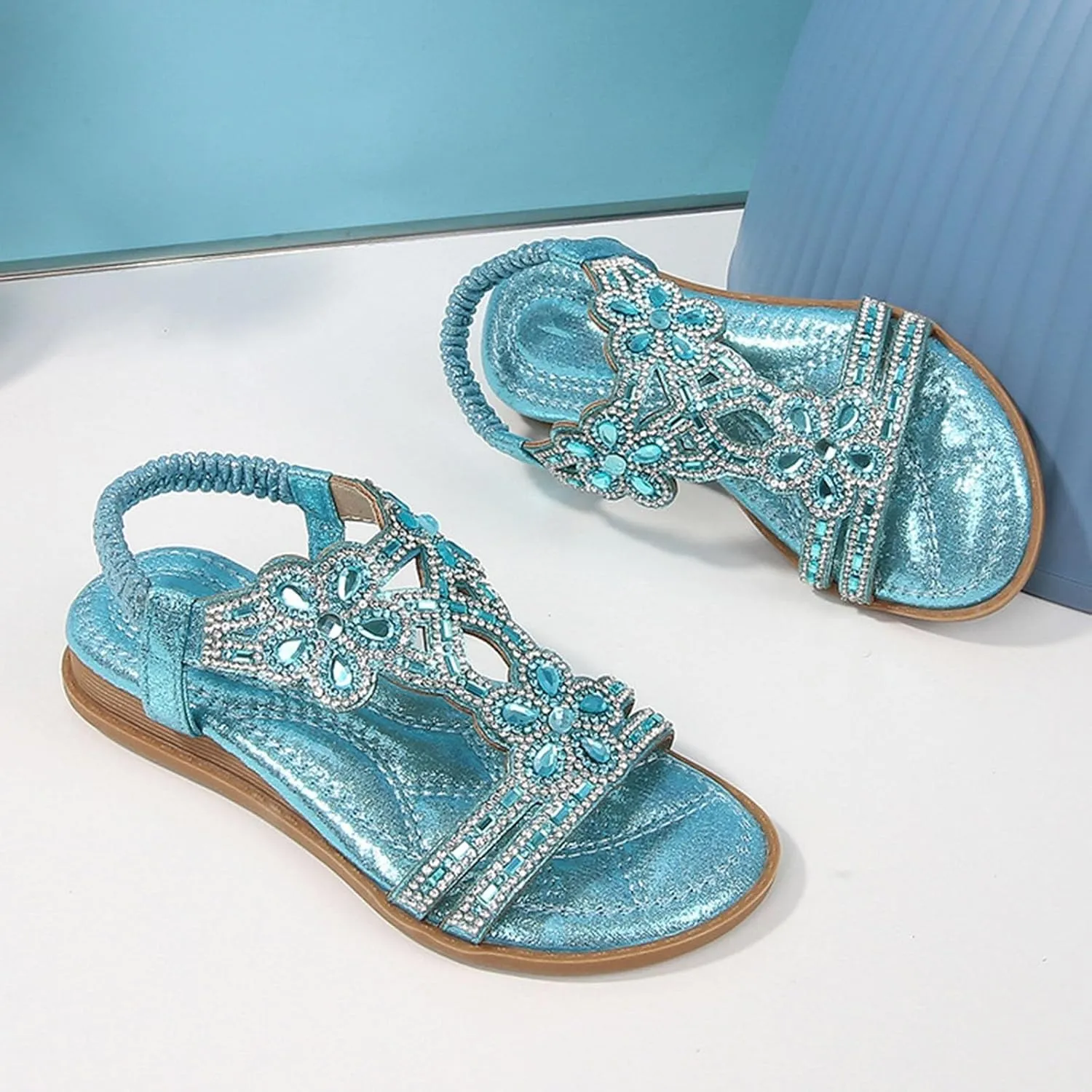 Girls Wedding Dance Sandals Pearl Flower Sequins Flat Open Toe Princess Shoes Formal Elegant Kids Non Slip Wide Shoes