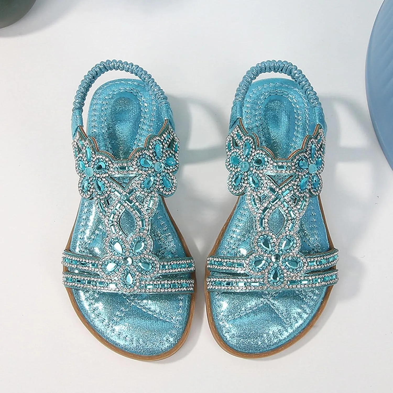 Girls Wedding Dance Sandals Pearl Flower Sequins Flat Open Toe Princess Shoes Formal Elegant Kids Non Slip Wide Shoes