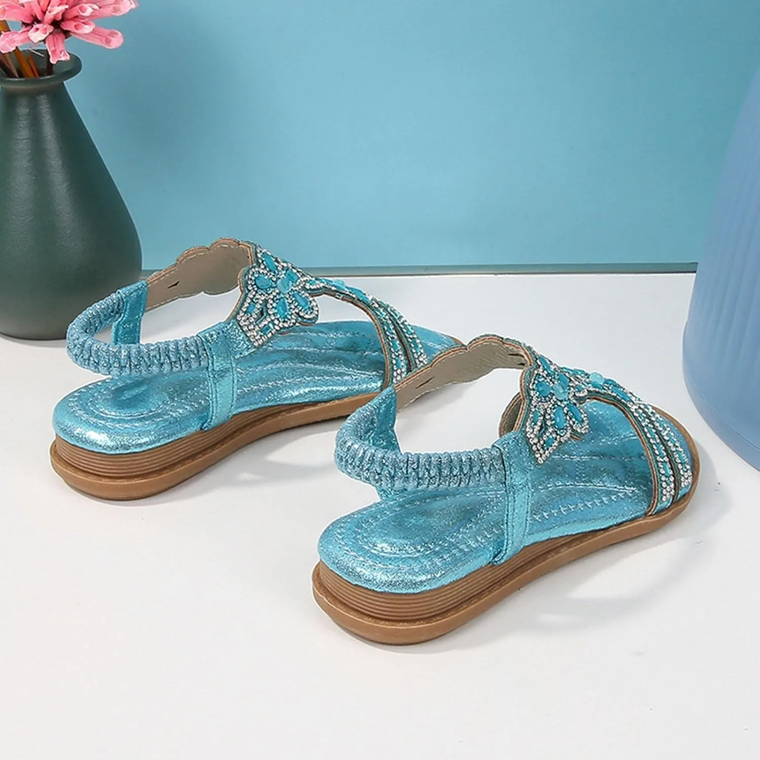 Girls Wedding Dance Sandals Pearl Flower Sequins Flat Open Toe Princess Shoes Formal Elegant Kids Non Slip Wide Shoes