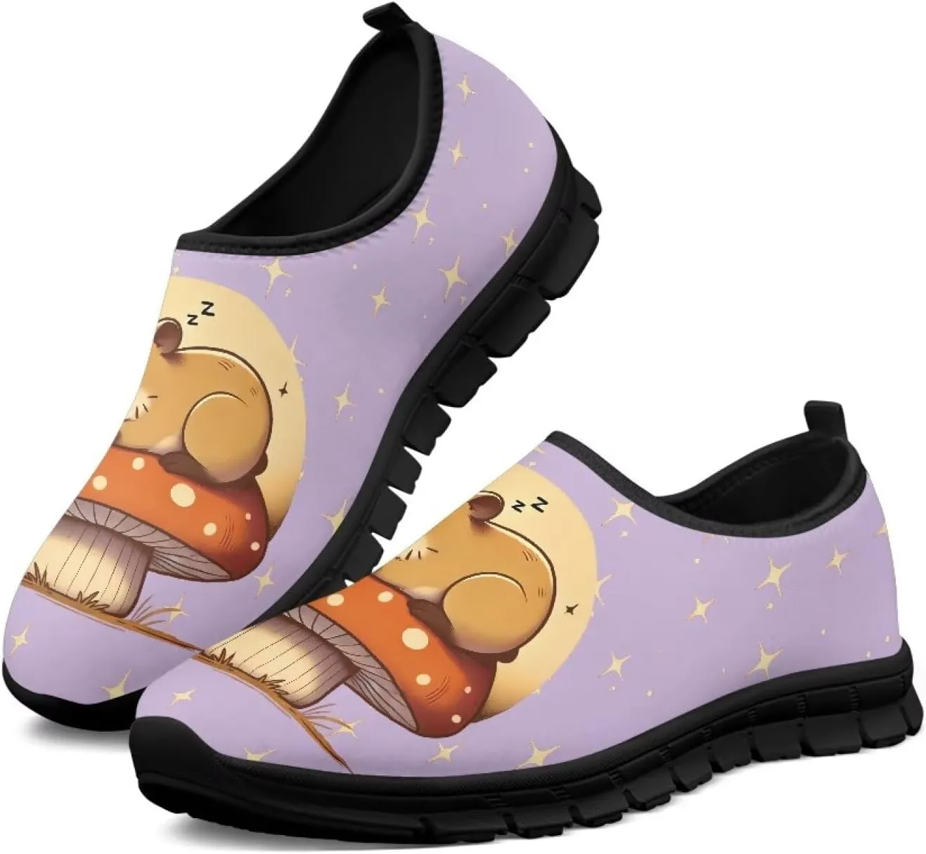 GOSTONG Sneakers for Women Comfort Soft Non Slip Outdoor Running Sneakers Casual Slip-on Home Walking Loafers Black US 5.5-11.5
