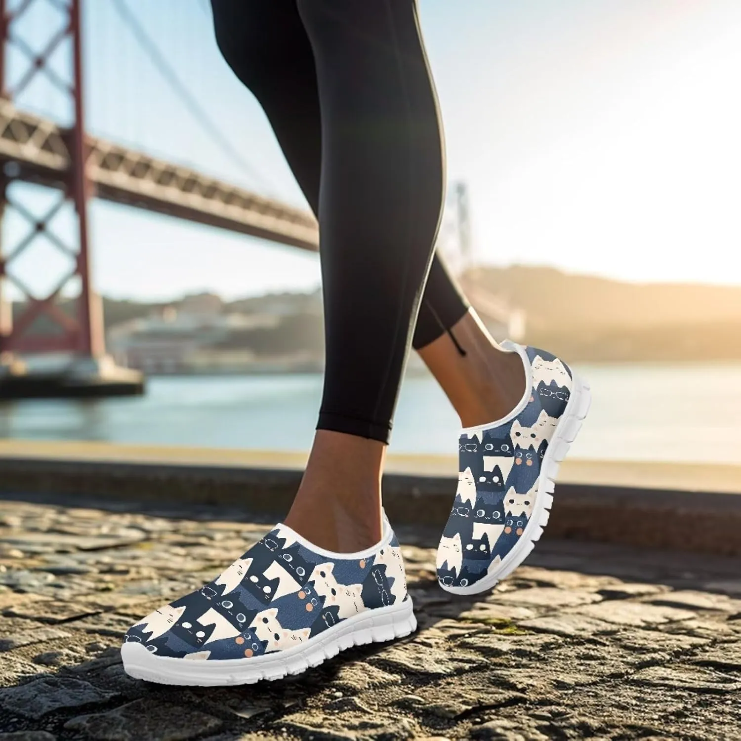 GOSTONG Womens Sneakers Breathable Mesh Fall Athletic Shoes Lightweight Non Slip Outdoor Gym Running Shoes White US 5.5-11.5