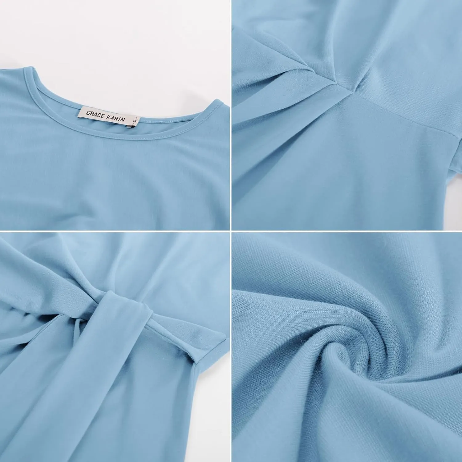 GRACE KARIN Womens Cap Sleeve Tops 2025 Summer Tie Waist Crew Neck Elegant Blouse Dressy Casual Work Business Shirts