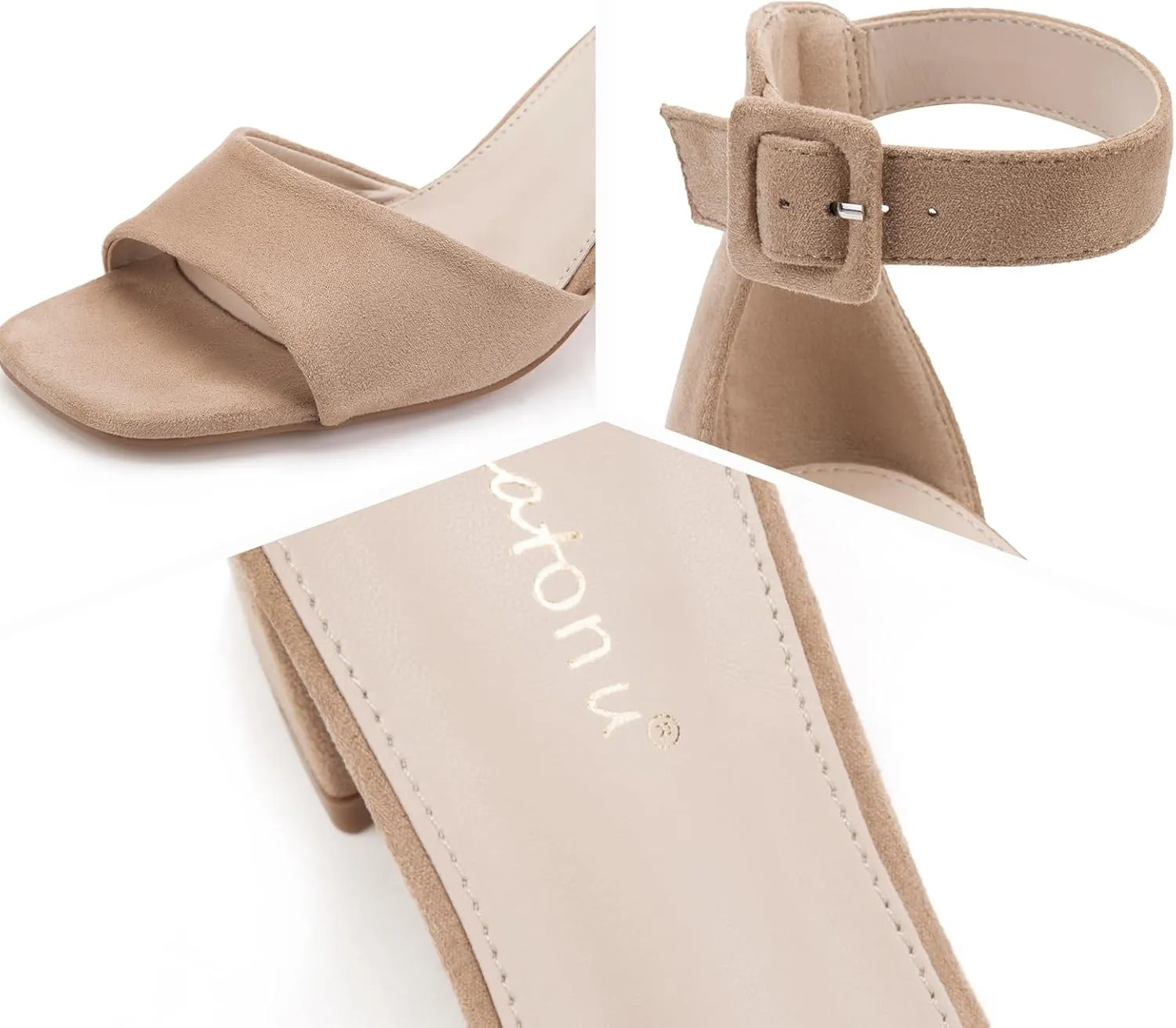 Greatonu Sandals For Women 2025 Women's Ankle Strap Block Heels Dress Shoes Open Toe Heeled Sandals