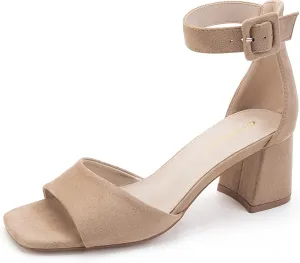 Greatonu Sandals For Women 2025 Women's Ankle Strap Block Heels Dress Shoes Open Toe Heeled Sandals