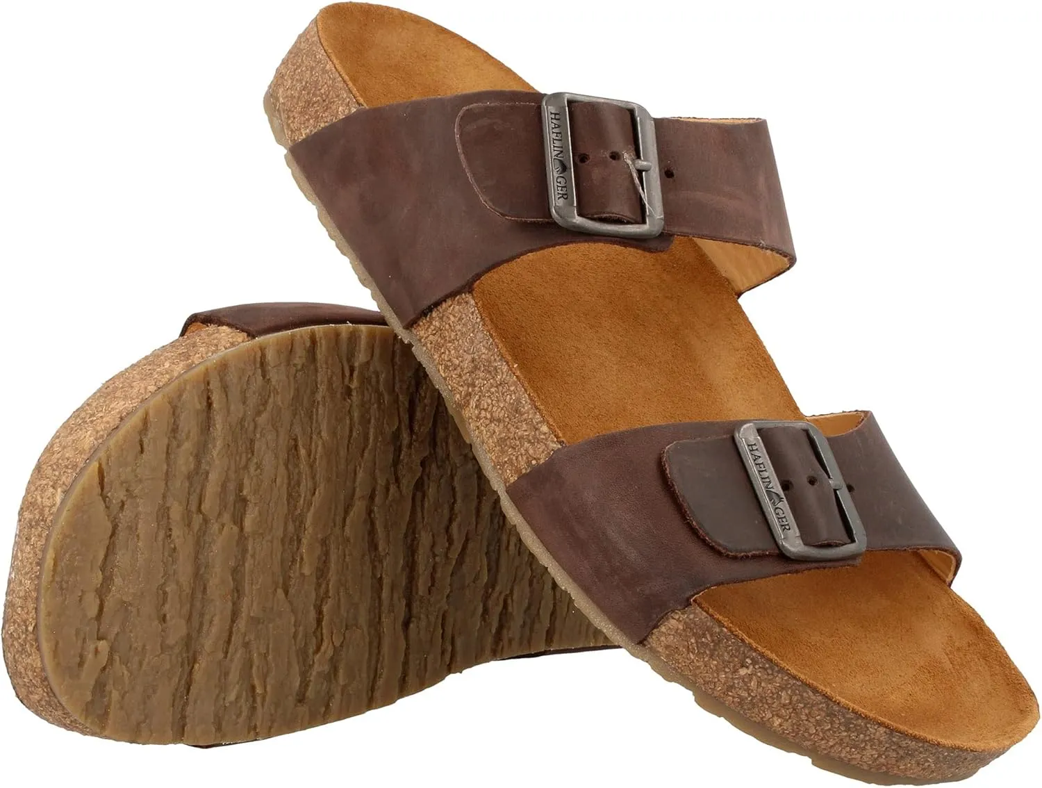 HAFLINGER Andrea Elegant Leather Sandals with Rubber Sole and Cork Latex Footbed Unisex