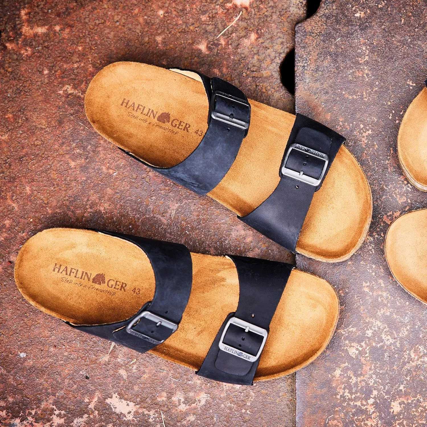 HAFLINGER Andrea Elegant Leather Sandals with Rubber Sole and Cork Latex Footbed Unisex