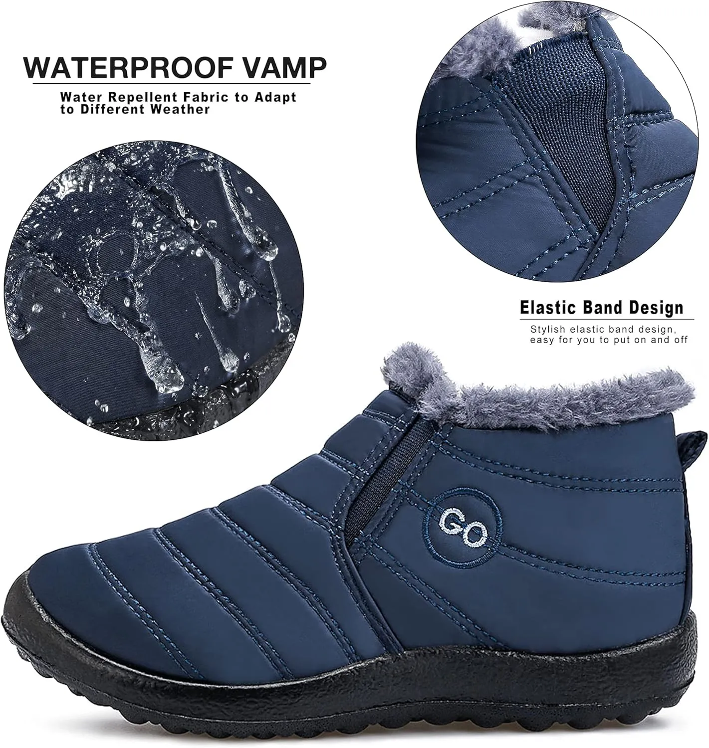 HARENCE Snow Boots for Women Winter Boot with Comfortable Warm Fur Lined Ankle Booties Outdoor Slip On Waterproof Short Boots