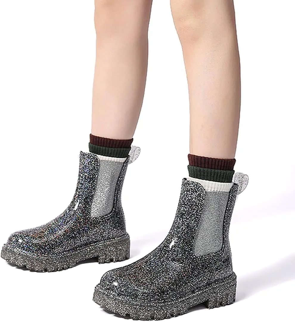 Harssidanzar Womens Ankle Rain Boots Waterproof Chelsea Boots,Anti-Slipping Rainboots and Garden Shoes for Ladies with Comfortable Insoles HL211US