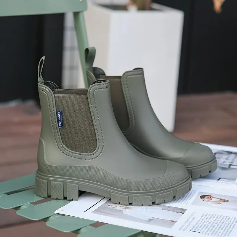 Harssidanzar Womens Rain Boots Waterproof Garden Shoes Anti-Slip Short Rain Boots for Outdoor Work HL217US