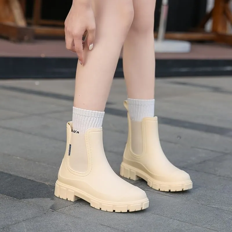 Harssidanzar Womens Rain Boots Waterproof Garden Shoes Anti-Slip Short Rain Boots for Outdoor Work HL217US