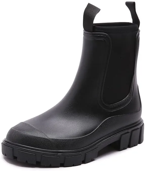 Harssidanzar Womens Short Rain Boots Waterproof Garden Shoes Anti-Slip Ankle Chelsea Boot for Outdoor Work HL216US