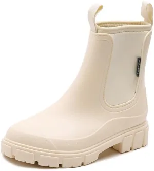Harssidanzar Womens Short Rain Boots Waterproof Garden Shoes Anti-Slip Ankle Chelsea Boot for Outdoor Work HL216US