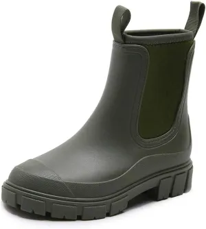 Harssidanzar Womens Short Rain Boots Waterproof Garden Shoes Anti-Slip Ankle Chelsea Boot for Outdoor Work HL216US