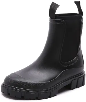 Harssidanzar Womens Short Rain Boots Waterproof Garden Shoes Anti-Slip Ankle Chelsea Boot for Outdoor Work HL216US
