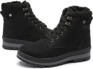 hash bubbie Women's White Combat Boots Black Platform Boots Non Slip Waterproof Ankle Boots Fall Winter Hiking Boots Fuzzy Snow Boots for women with Zipper