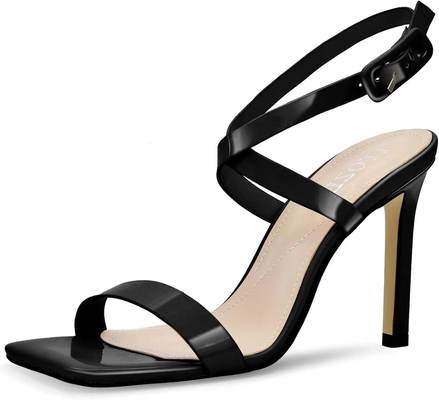 Heels For Women Stiletto High Heel Square Open Toe Dress Party Shoes For Women Adjustable Ankle Strap Heel