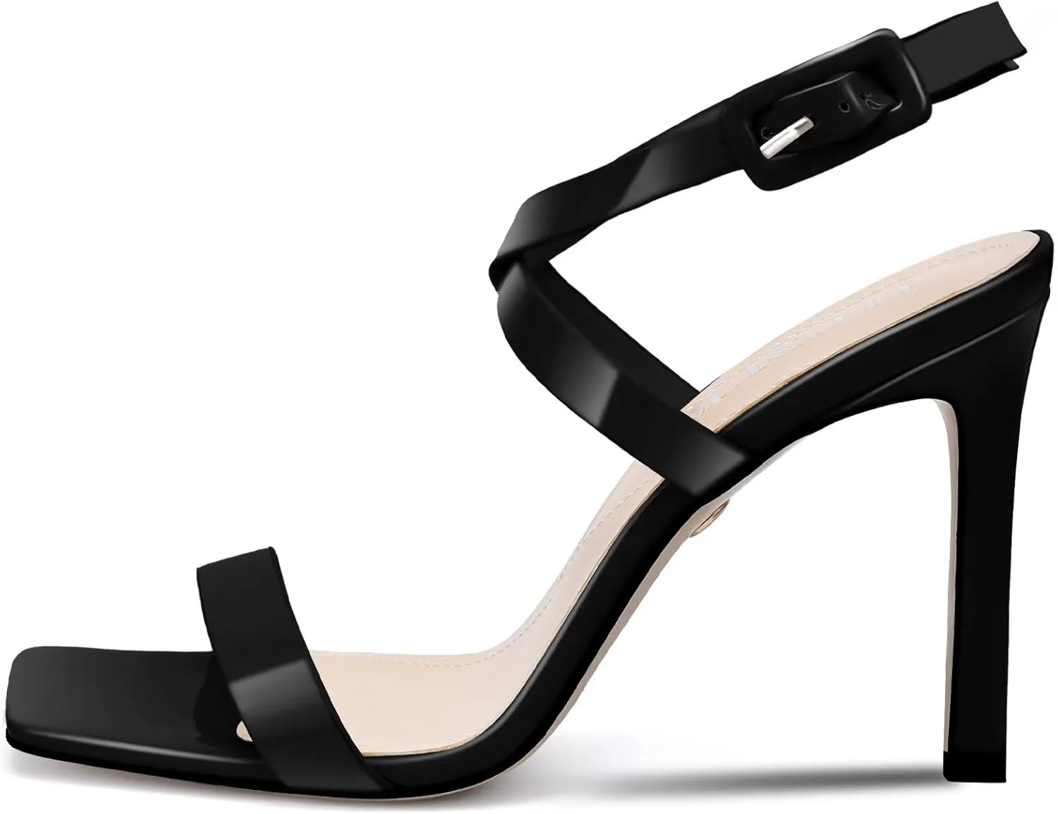 Heels For Women Stiletto High Heel Square Open Toe Dress Party Shoes For Women Adjustable Ankle Strap Heel