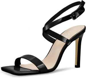 Heels For Women Stiletto High Heel Square Open Toe Dress Party Shoes For Women Adjustable Ankle Strap Heel