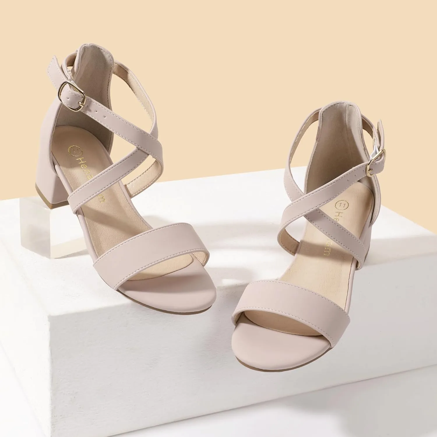 Hehainom Girls Heels Sandals Ankle Strap Dress Shoes Toddler Little Big Kid Flower Girl Wedding Party Pumps Shoes