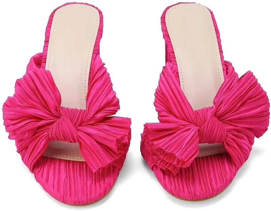 High Heeled Sandals for Women Bow Open-toe Slippers Comfortable Fashion Wedding Party Dress Pumps Shoes