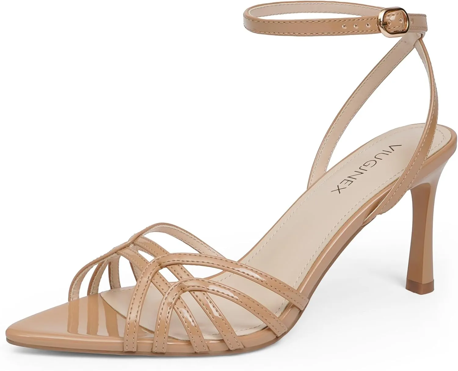 High Heels for Women Dressy Strappy Pointed Toe Heeled Sandals with Adjustable Ankle Strap and Sexy Stiletto Heel