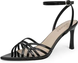 High Heels for Women Dressy Strappy Pointed Toe Heeled Sandals with Adjustable Ankle Strap and Sexy Stiletto Heel