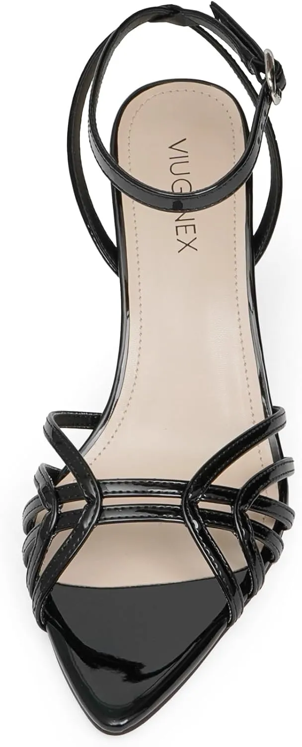 High Heels for Women Dressy Strappy Pointed Toe Heeled Sandals with Adjustable Ankle Strap and Sexy Stiletto Heel