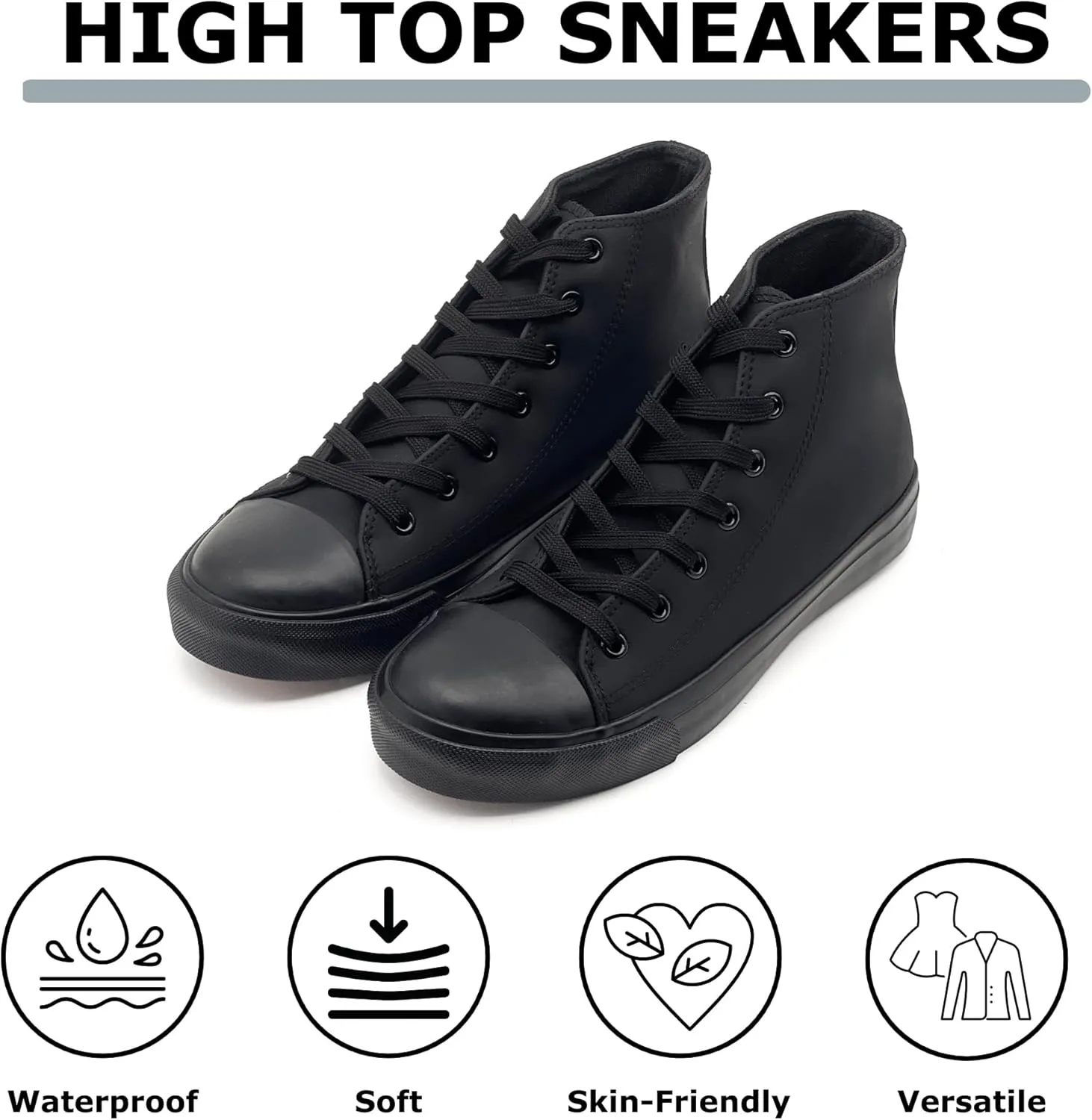 High Top Sneakers for Women Men Classic PU Leather Tennis Shoes Lace Up Fashion Breathable Walking Shoes High Tops