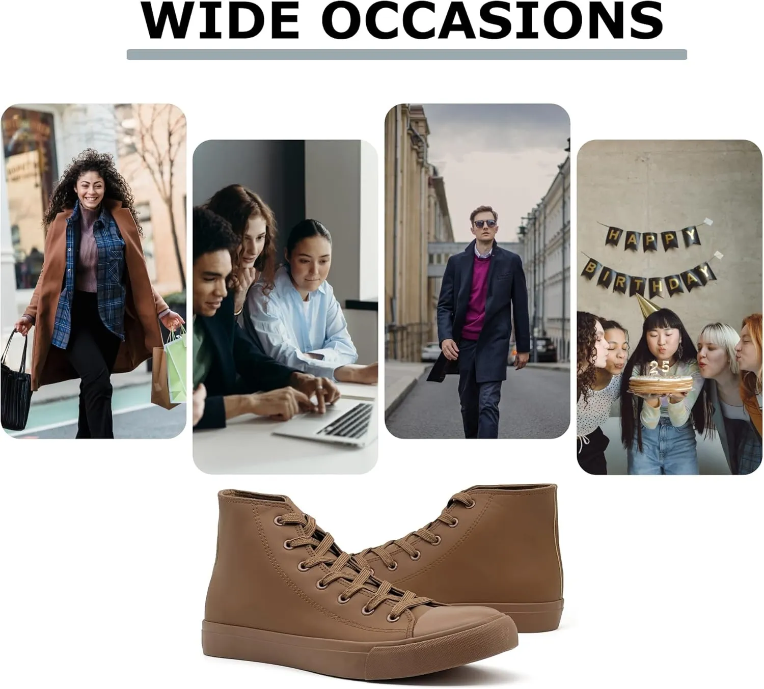High Top Sneakers for Women Men Classic PU Leather Tennis Shoes Lace Up Fashion Breathable Walking Shoes High Tops