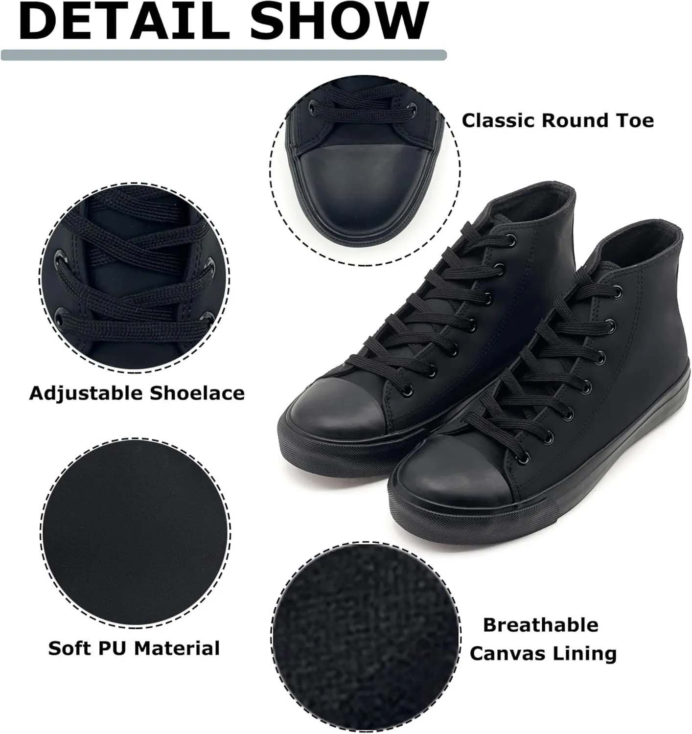 High Top Sneakers for Women Men Classic PU Leather Tennis Shoes Lace Up Fashion Breathable Walking Shoes High Tops