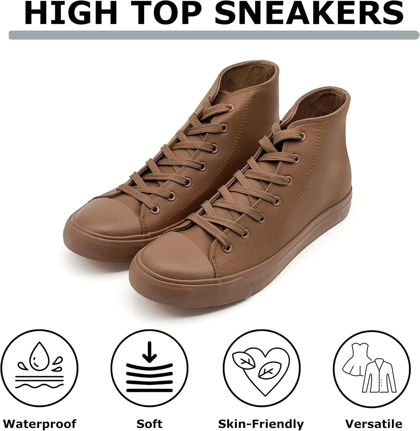 High Top Sneakers for Women Men Classic PU Leather Tennis Shoes Lace Up Fashion Breathable Walking Shoes High Tops