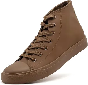 High Top Sneakers for Women Men Classic PU Leather Tennis Shoes Lace Up Fashion Breathable Walking Shoes High Tops