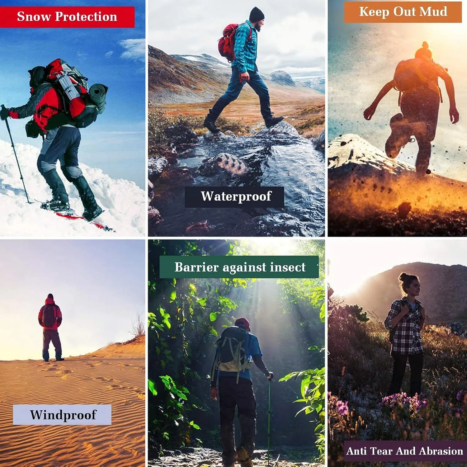 Hiking Leg Gaiters,Gaiters for Men Women,Outdoor Warm Snow Cover,Suitable for Mountain Snow Skiing,Rock Climbing,Hunting
