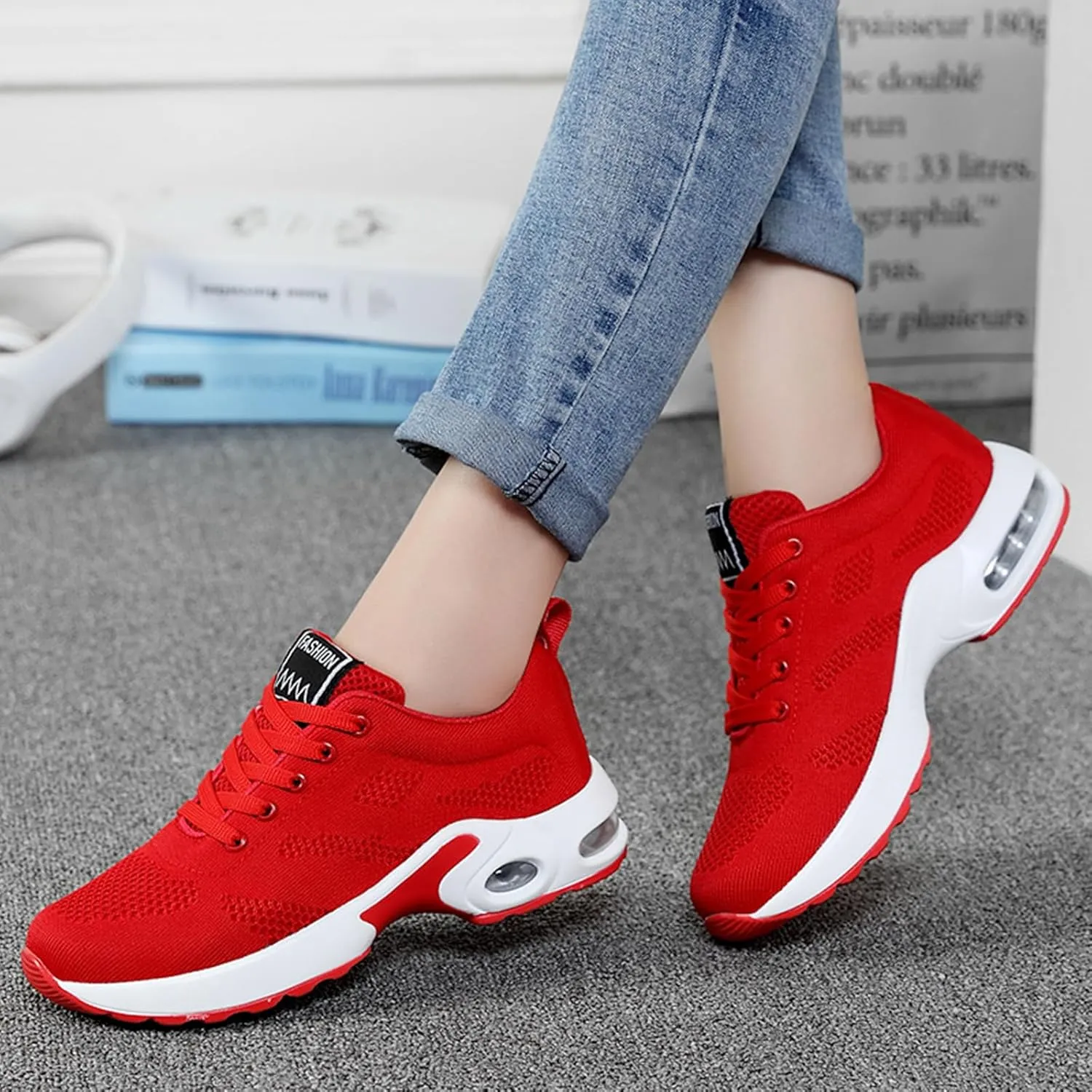 HINDOLA Womens Sneakers Air Cushion Running Shoes Lightweight Tennis Walking Shoes Mesh Breathable Sneakers Athletic Non Slip Shoes