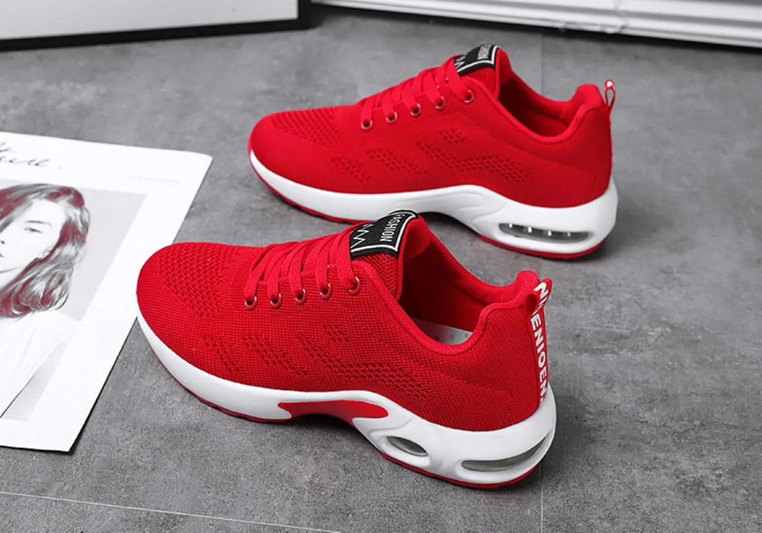 HINDOLA Womens Sneakers Air Cushion Running Shoes Lightweight Tennis Walking Shoes Mesh Breathable Sneakers Athletic Non Slip Shoes