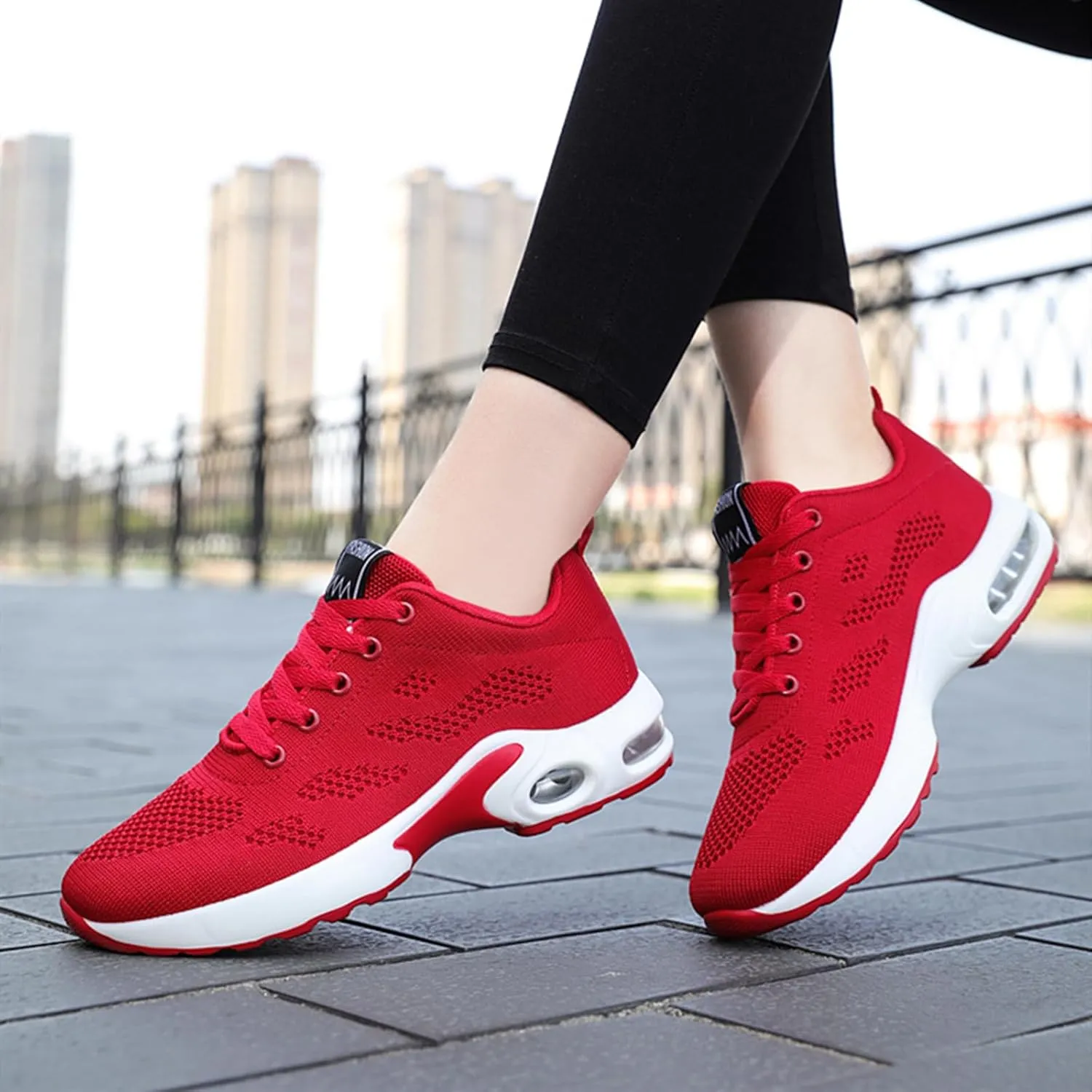 HINDOLA Womens Sneakers Air Cushion Running Shoes Lightweight Tennis Walking Shoes Mesh Breathable Sneakers Athletic Non Slip Shoes