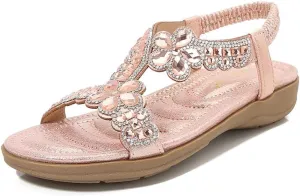 HNGHOU Sandals for Women Summer Beach Bohemian Flat Sandal Casual Comfortable Wedge Sandal Shoes