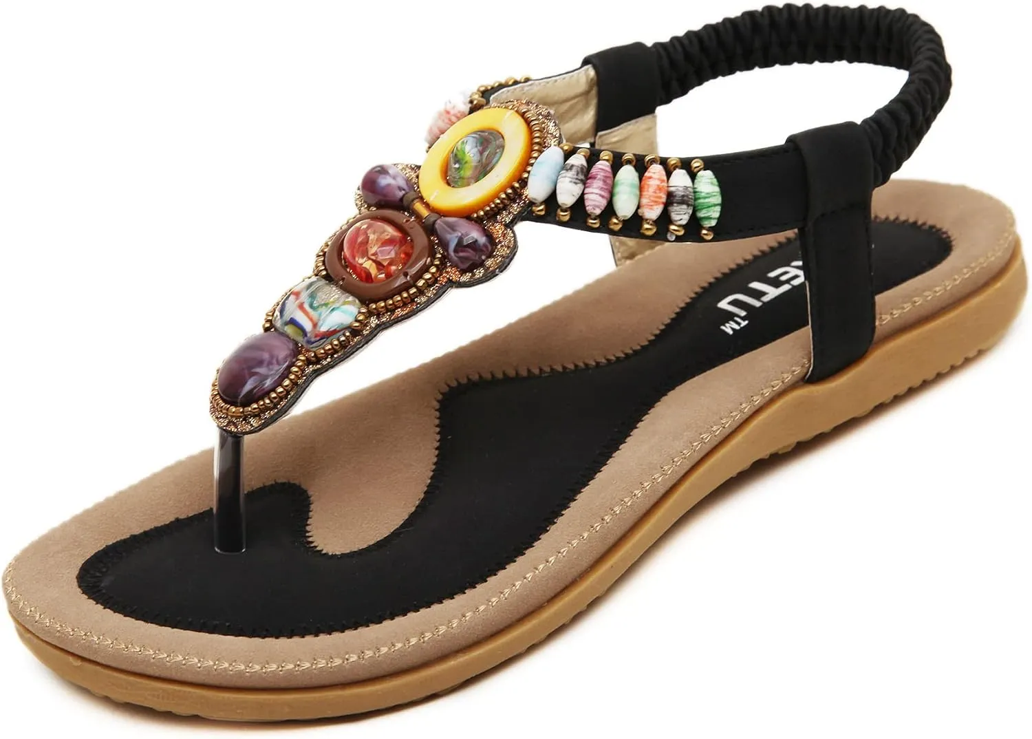 HNGHOU Women's Summer Sandals Casual Comfortable Flip Flops Bohemian Beach Clip Toe Sandals