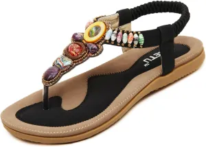 HNGHOU Women's Summer Sandals Casual Comfortable Flip Flops Bohemian Beach Clip Toe Sandals