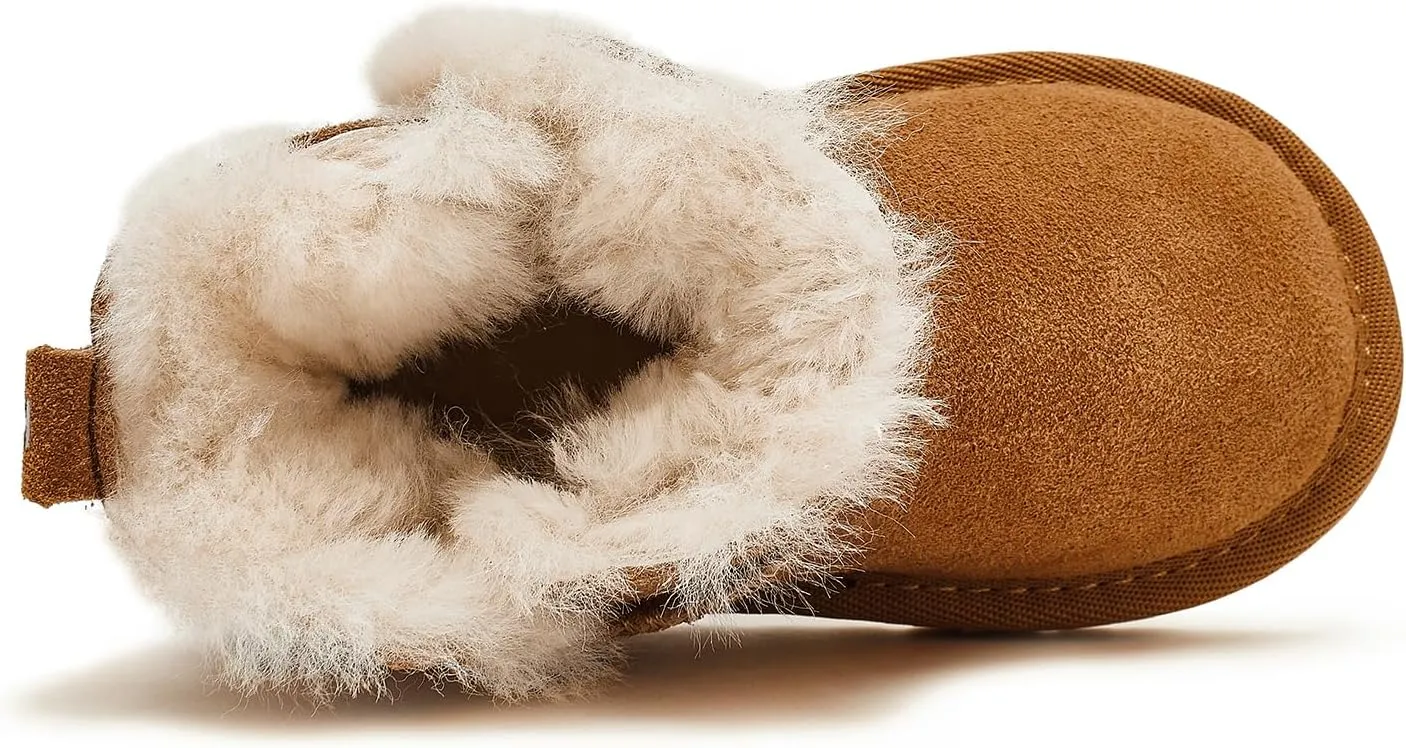 HOBIBEAR Toddler Snow Boots Winter Ankle Boots for Boys and Girls with Warm Faux Fur Lining