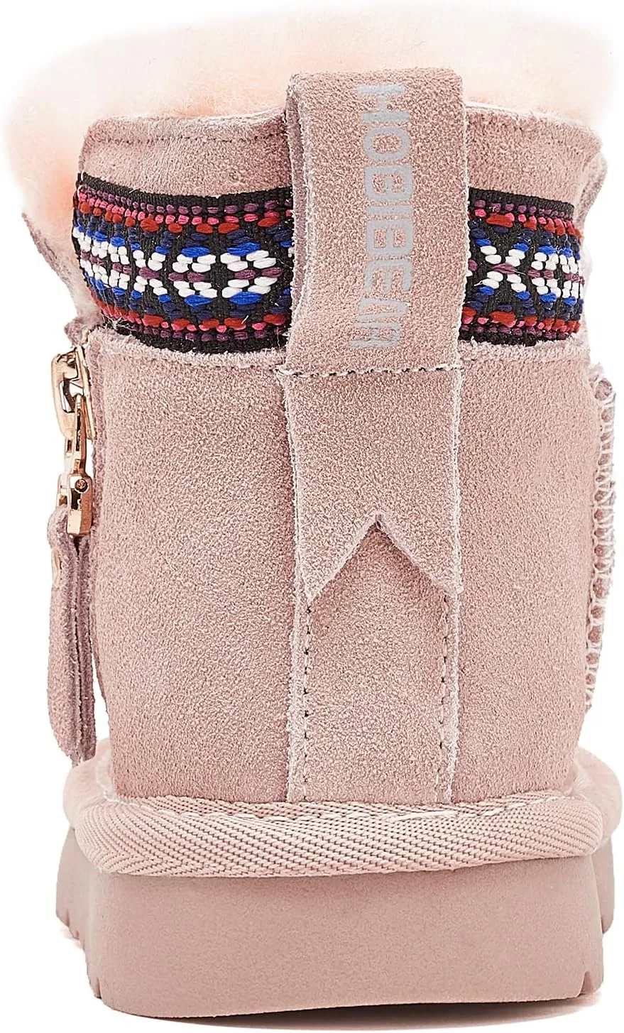 HOBIBEAR Toddler Snow Boots Winter Ankle Boots for Boys and Girls with Warm Faux Fur Lining