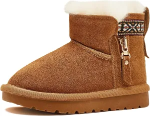 HOBIBEAR Toddler Snow Boots Winter Ankle Boots for Boys and Girls with Warm Faux Fur Lining