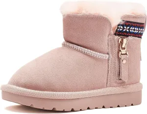 HOBIBEAR Toddler Snow Boots Winter Ankle Boots for Boys and Girls with Warm Faux Fur Lining