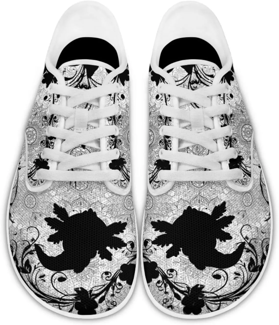 Howilath Boho Mandala Animal Women Barefoot Shoes Casual Shoes Lace up Loafers Running Sneaker with EVA Sole