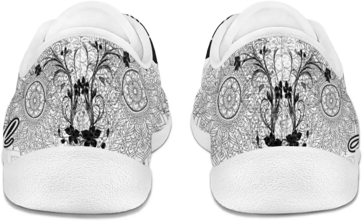 Howilath Boho Mandala Animal Women Barefoot Shoes Casual Shoes Lace up Loafers Running Sneaker with EVA Sole
